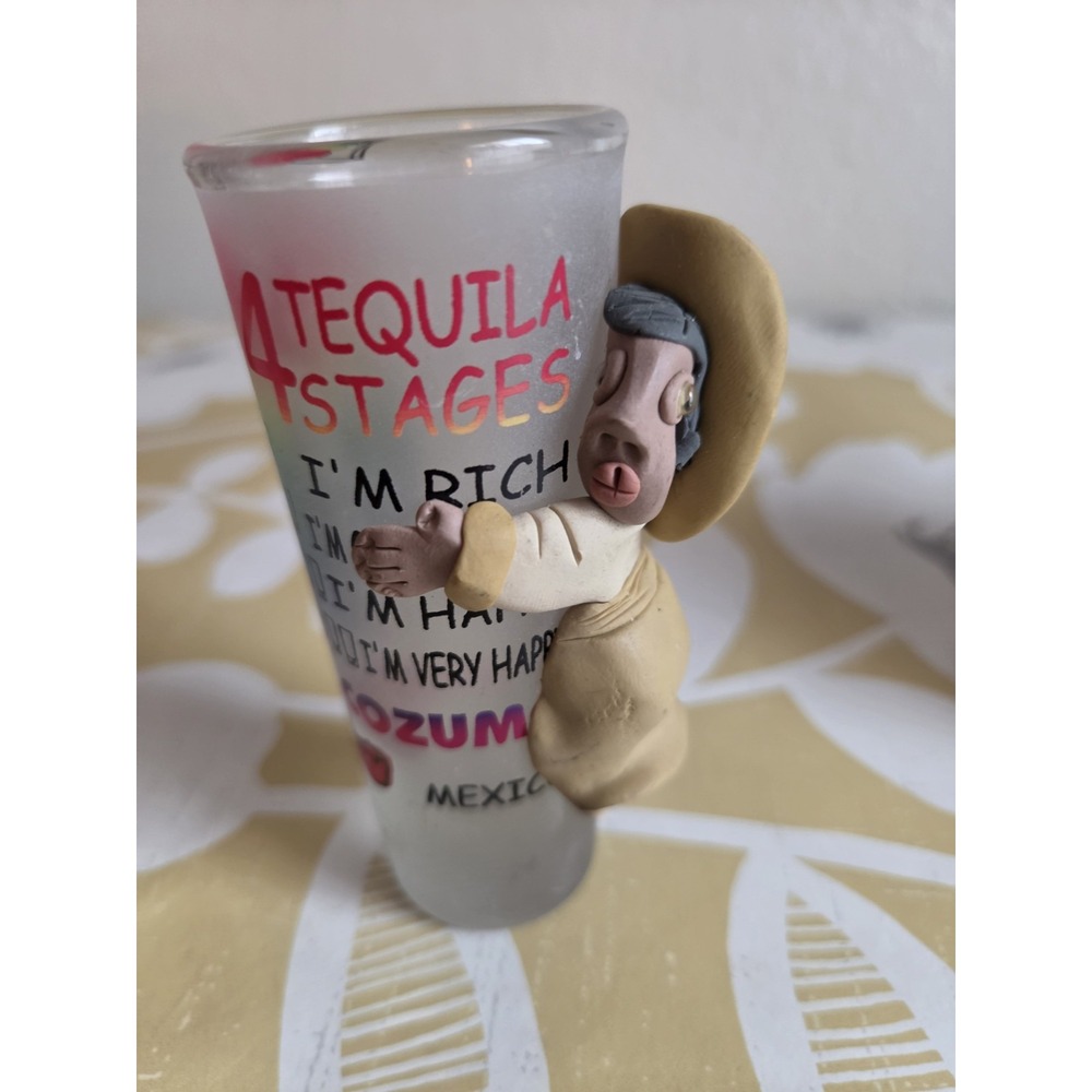 Shot Glass Frosted Tequila Stages Man Holding On Side Of Shot Glass